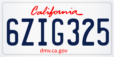 CA license plate 6ZIG325