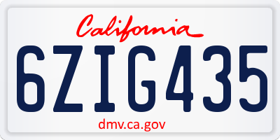 CA license plate 6ZIG435
