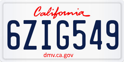 CA license plate 6ZIG549