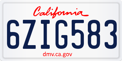CA license plate 6ZIG583