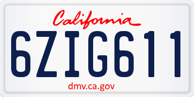 CA license plate 6ZIG611