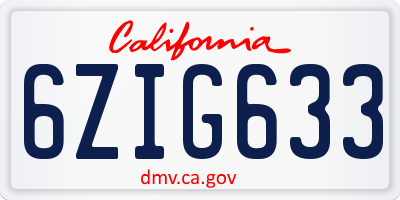 CA license plate 6ZIG633