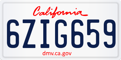 CA license plate 6ZIG659