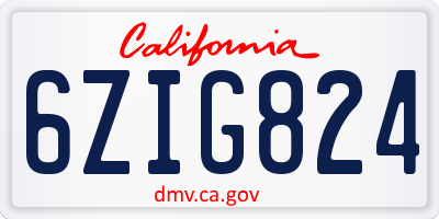 CA license plate 6ZIG824