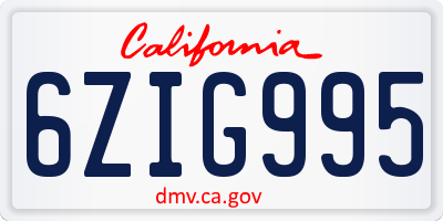 CA license plate 6ZIG995
