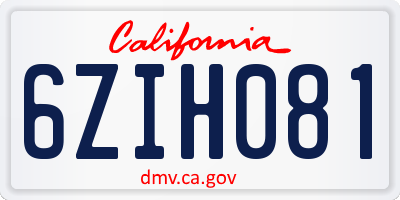 CA license plate 6ZIH081