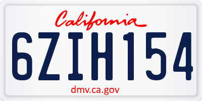CA license plate 6ZIH154