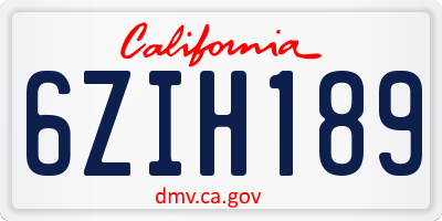 CA license plate 6ZIH189