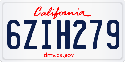 CA license plate 6ZIH279