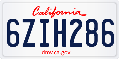CA license plate 6ZIH286