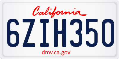 CA license plate 6ZIH350
