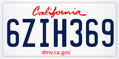 CA license plate 6ZIH369