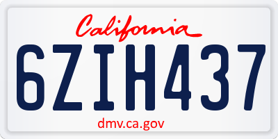 CA license plate 6ZIH437