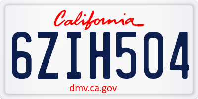 CA license plate 6ZIH504
