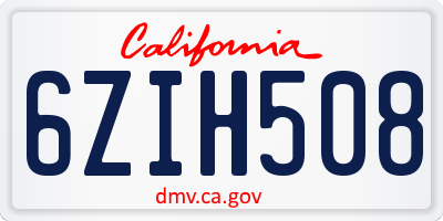 CA license plate 6ZIH508