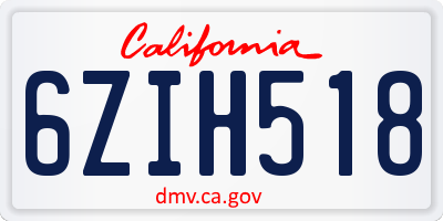 CA license plate 6ZIH518