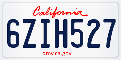 CA license plate 6ZIH527