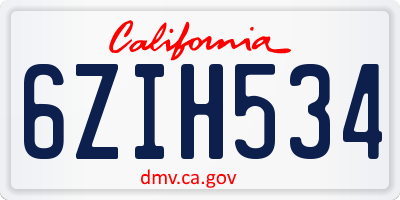 CA license plate 6ZIH534