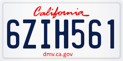 CA license plate 6ZIH561