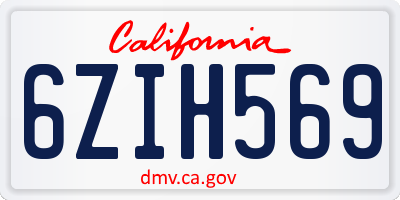 CA license plate 6ZIH569
