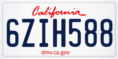 CA license plate 6ZIH588