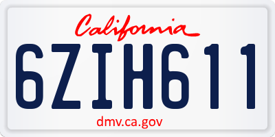 CA license plate 6ZIH611