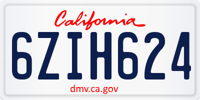 CA license plate 6ZIH624