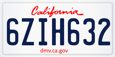 CA license plate 6ZIH632