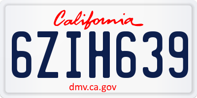 CA license plate 6ZIH639