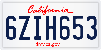 CA license plate 6ZIH653
