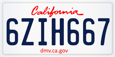 CA license plate 6ZIH667