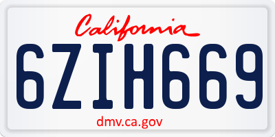 CA license plate 6ZIH669