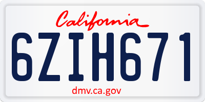 CA license plate 6ZIH671