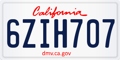 CA license plate 6ZIH707
