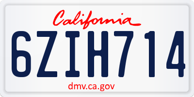 CA license plate 6ZIH714