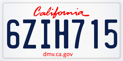 CA license plate 6ZIH715