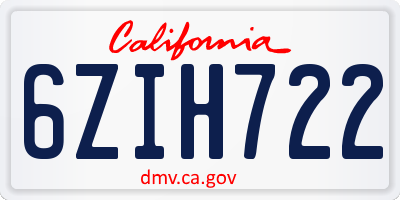 CA license plate 6ZIH722