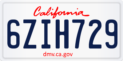 CA license plate 6ZIH729