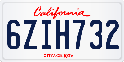 CA license plate 6ZIH732