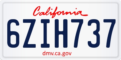 CA license plate 6ZIH737