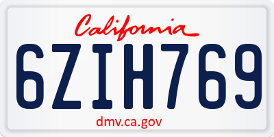 CA license plate 6ZIH769