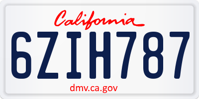 CA license plate 6ZIH787