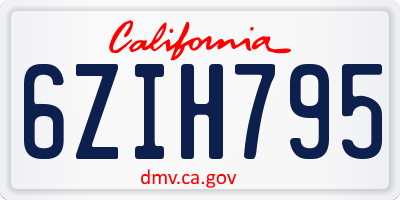 CA license plate 6ZIH795