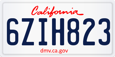 CA license plate 6ZIH823