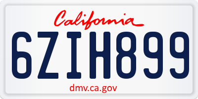 CA license plate 6ZIH899