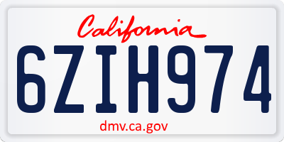CA license plate 6ZIH974