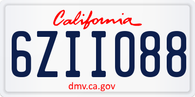 CA license plate 6ZII088