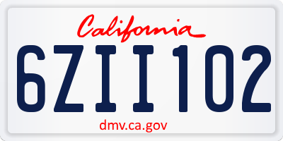 CA license plate 6ZII102