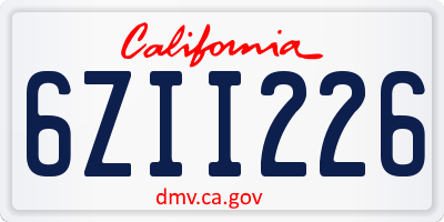 CA license plate 6ZII226
