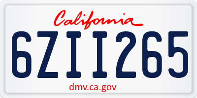 CA license plate 6ZII265
